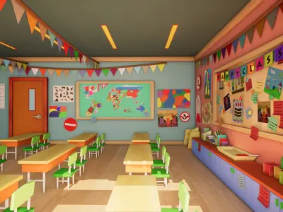 Class room - 3D model for Cartoons 3D model