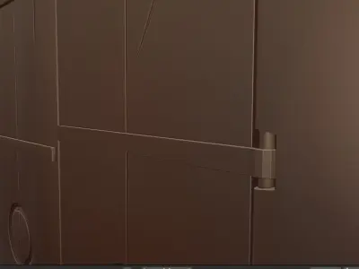 Old wooden DOOR with metal HINGE 3D model