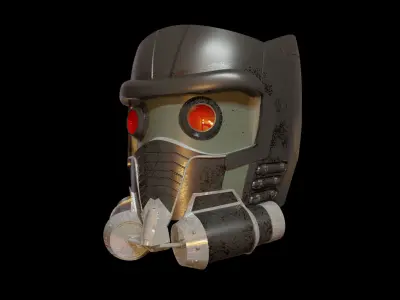 Futuristic Sci Fi Helmet with Gas Mask  Glowing Red Eyes 3D model