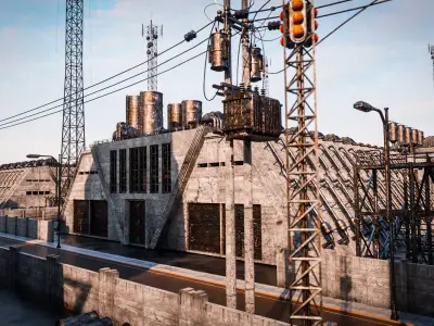 INDUSTRIAL SCIFI BUILDING 08 Low-poly 3D model