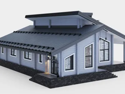 Glued beam house 3D model