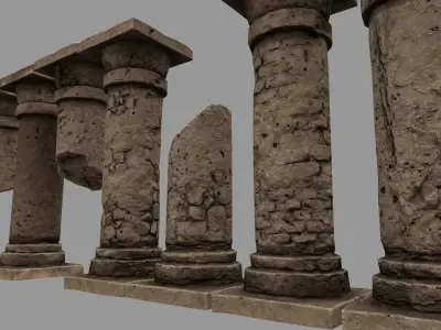 pillar set 9 columns Low-poly 3D model