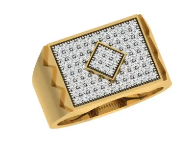 Light Weight Yellow Gold Diamond Ring  -ZA RN 4231 3D print model
