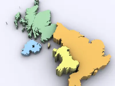 Map of the United Kingdom 3D model