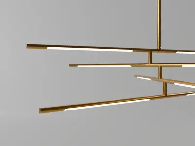Saber LED Multi Arm Chandelier Gold 3D model