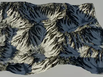 Icy Mountains Realistic Terrain 4k PBR Landscape Low-poly 3D model