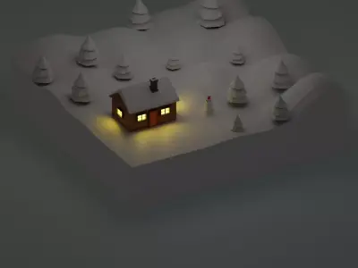 Winter house Low-poly 3D model