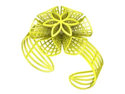 Floral Wire Cuff Ring 3D Jewelry Model 6407 3D print model