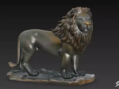 Lion Statue V43 Low-poly 3D model