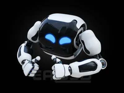 Cute Space Robot Rigged H-72 Solid Armor 3D model