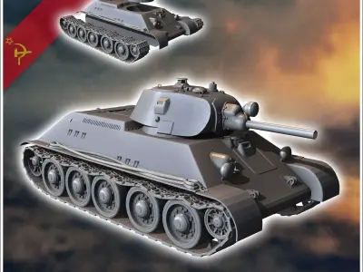 T-34 76 M1940 Model 1940 T-3476A with front headlight - Soviet a 3D print model