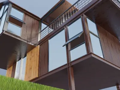 cabin on a hill house archiviz house exterior Low-poly 3D model