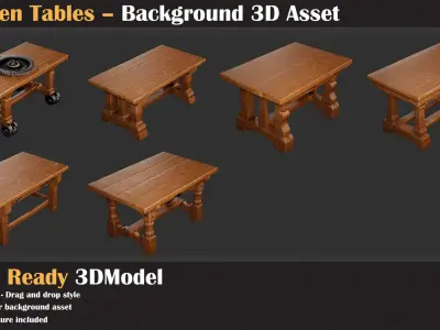 Wooden Table Background 3D Asset - VOL 03   3D model