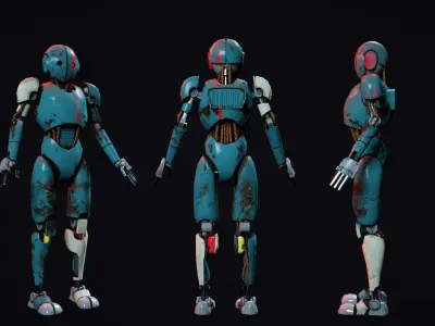 Cartoon Character Robot Low-poly 3D model 3
