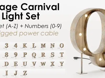 Vintage Marquee Letters Carnival Lights Signs Alpha-Numeric  Low-poly 3D model