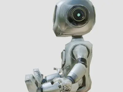 Futuristic Toy Robot with Articulated Limbs Low-poly 3D model