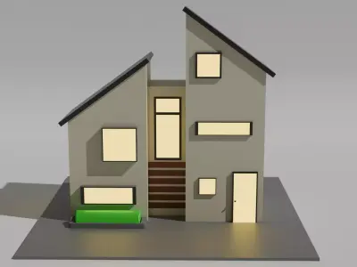 Modern Low-Poly House Exterior Low-poly 3D model