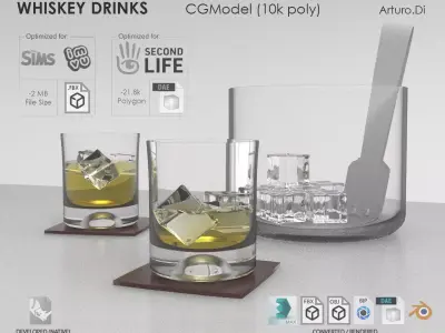 Whiskey Drinks Low-poly 3D model