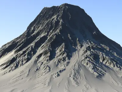 Snow-covered Volcano Low-poly 3D model