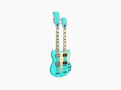Electric Guitar E04 Light Blue - Music Instrument Design Low-poly 3D model