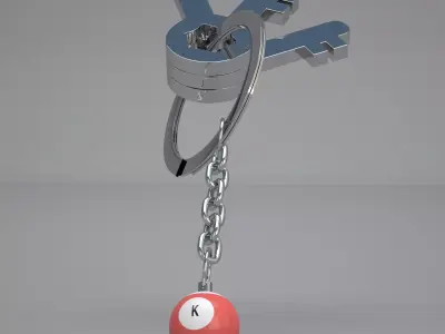 K Snooker Ball with Keychain 3D model