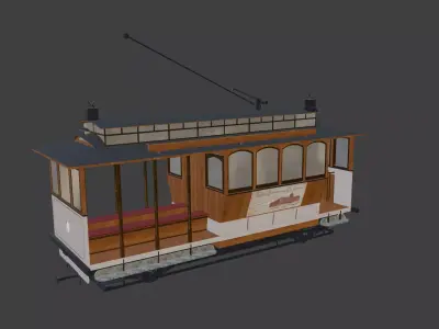Tram vintage single one 3D model