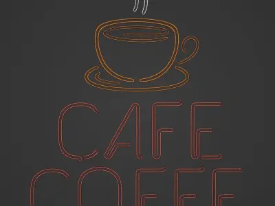 Cafe - Coffee Sign -- Neon Light Low-poly 3D model