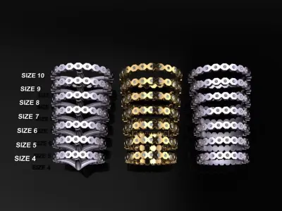 Hexagon Diamond Band Ring Mix Size 4 5 6 7 8 9 10 3D print model