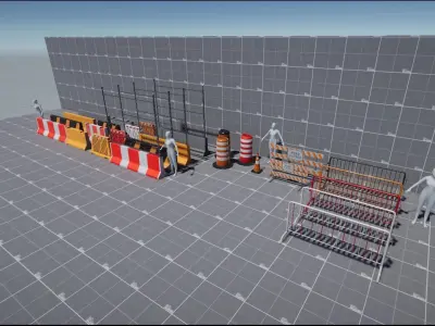 Traffic Barriers and Barricades URP HDRP Low-poly 3D model