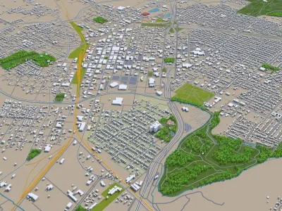 Wichita Falls Texas USA 30km Low-poly 3D model