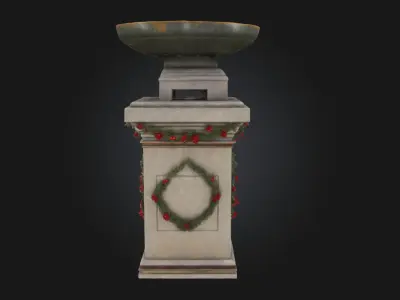 Rose Adorned Stone Pedestal  Elegance Etched in Blooming Stone 3D model