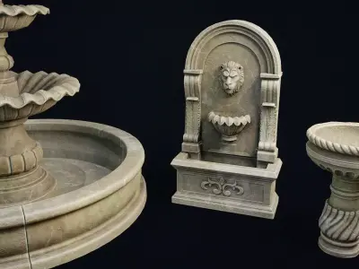 Garden Fountains Low-poly 3D model