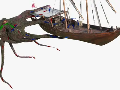  Qatar Dhow Boat with Kraken Rigged for Blender 