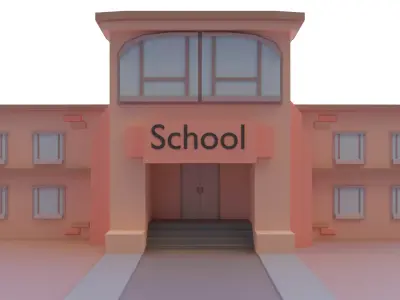School building Free low-poly 3D model