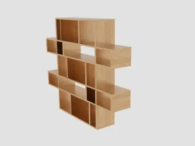  ANTONN Tall Oak Veneer Shelving Unit 2 Low-poly 3D model