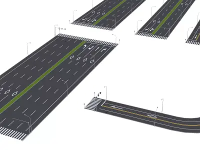 Parking Lot Scene with Low-poly 3D model