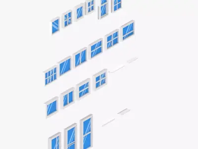 Low Poly Window Set - best for Ortographic Games  3D model