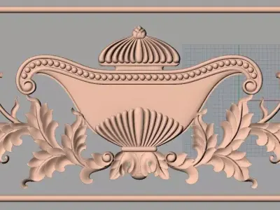 Bed door flower 3D relief STL model for CNC engraving E515 3D model