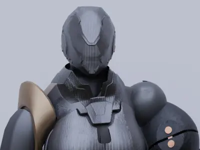 Futuristic Sci-Fi Robot Soldier 3D Model Low-poly 3D model