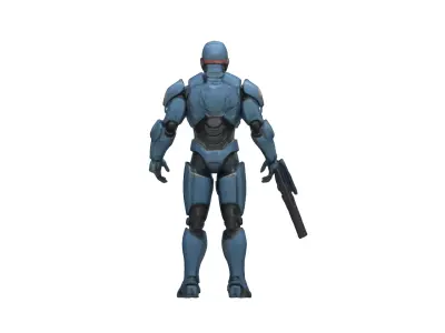 Futuristic Cyborg Soldier with Armor and Gun 3D model