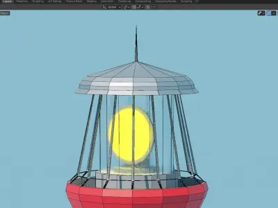 Lowpoly Animated Lighthouse Modell Free low-poly 3D model