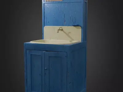 Retro washbasin Low-poly 3D model