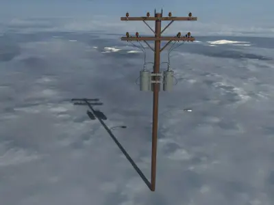 Japanese style electric pole  Low-poly 3D model