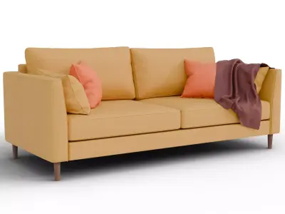 Modern 2-Seater Fabric Sofa 3D model
