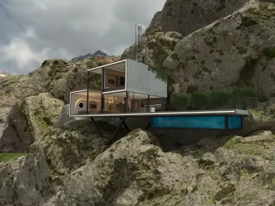 Modern Villa Cliff House 3D model