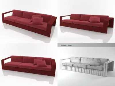 Frame 3-seat sofa 3D model