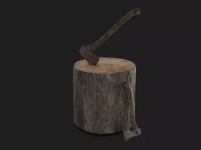 Axe old rusty Low-poly 3D model