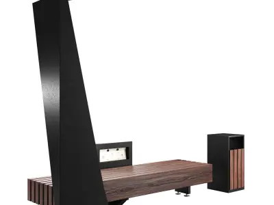 Solar outdoor bench 3D model