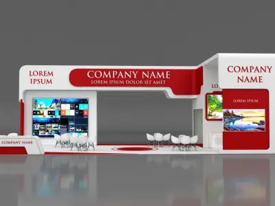 Booth Exhibition Stand Stall 14x7m Height 500 cm 4 Side Open 3D model