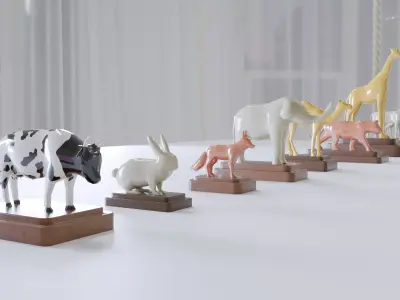 Animal Statue Props Pack Low-poly 3D model